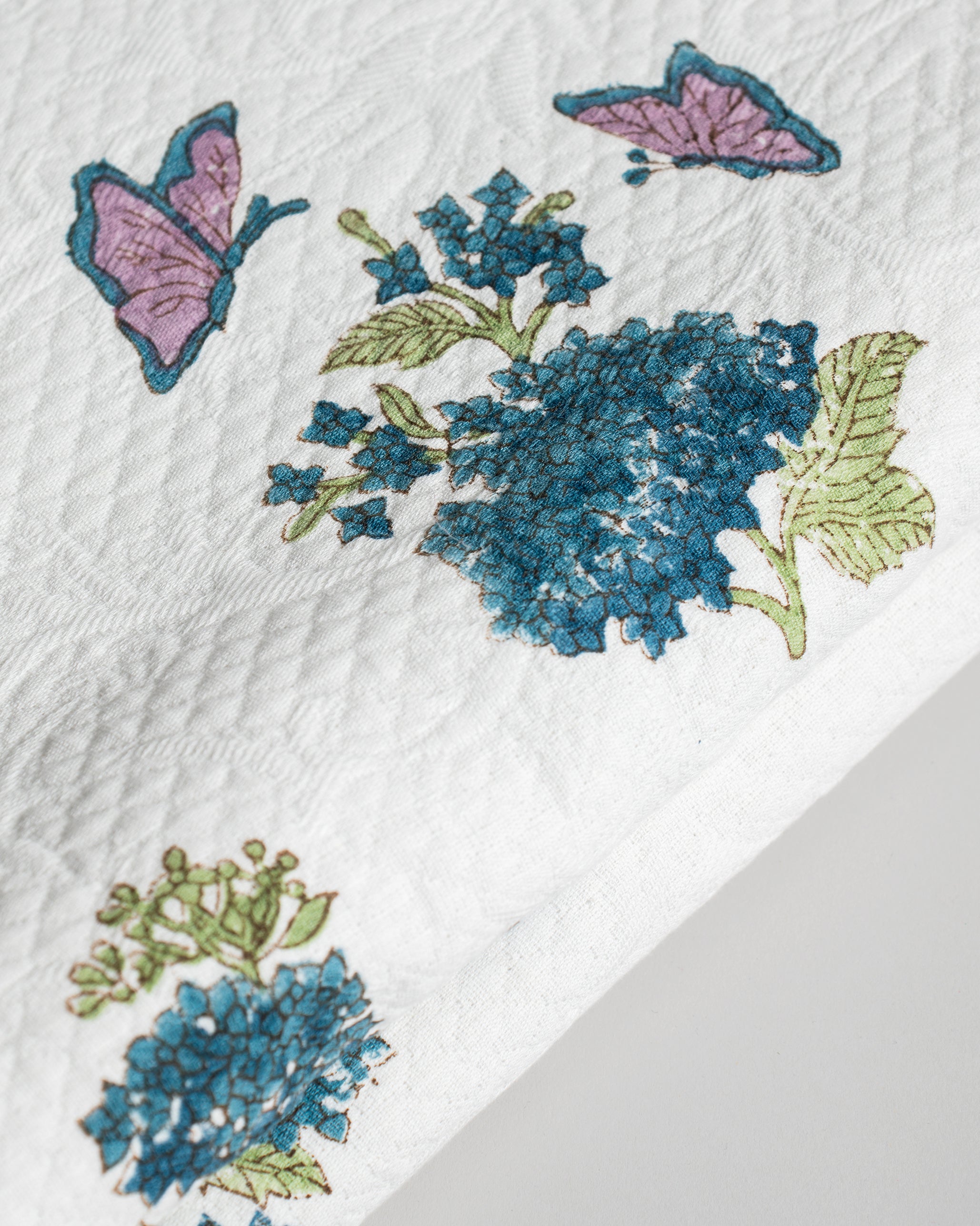 Whispering Hydrangea Blue Jacquard Bedcover-Pillow Cover Set