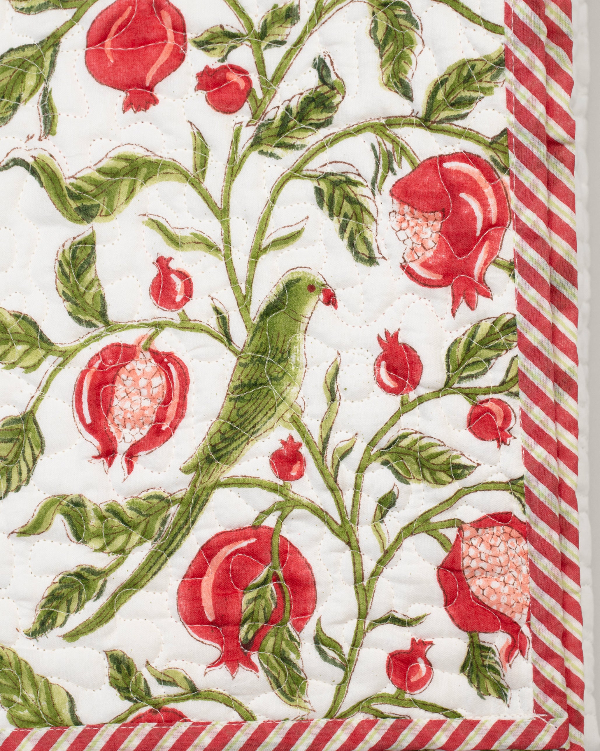 Parrots & Pomegranates Quilted Bedcover-Pillow Cover Set