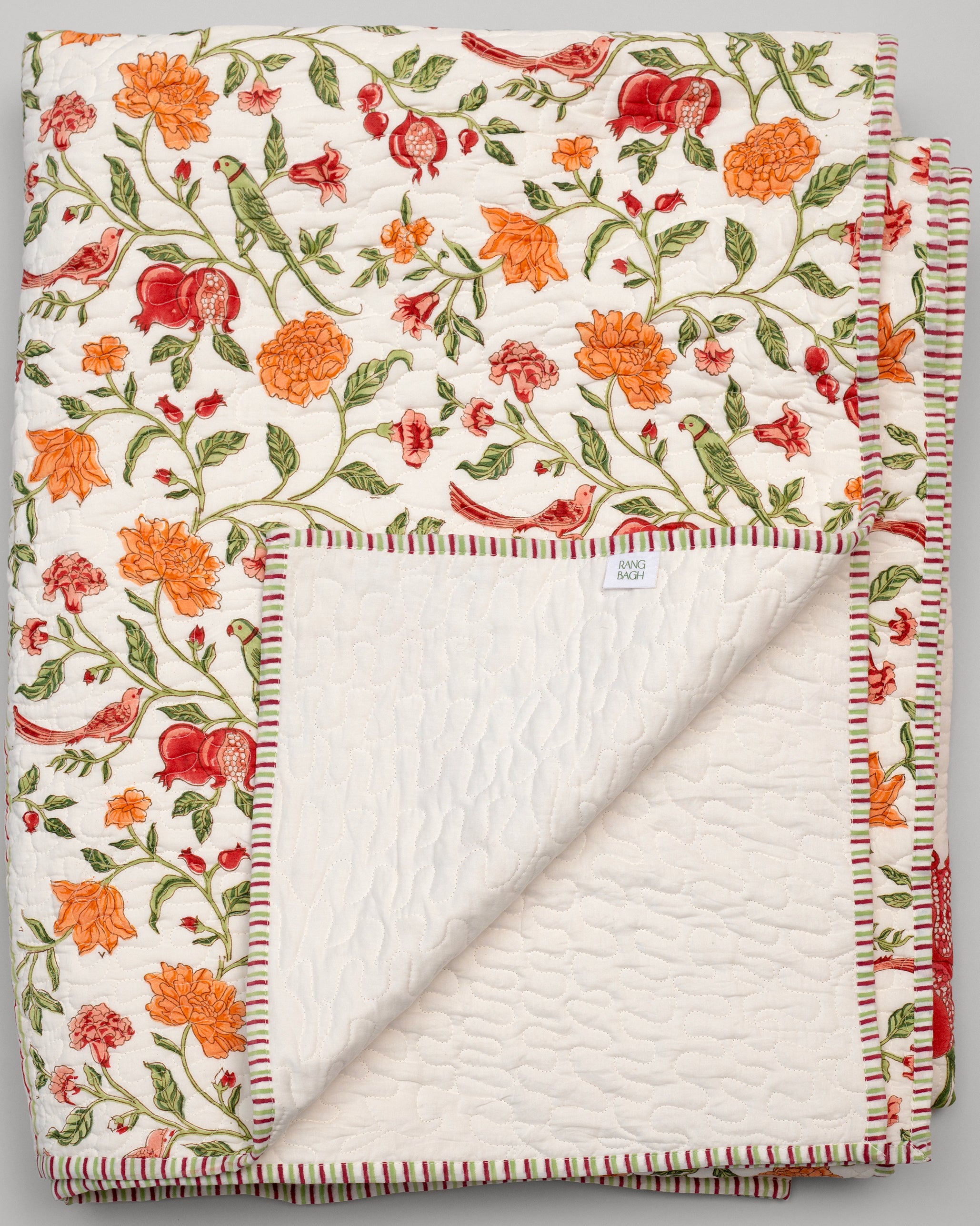 Orange Jaal Quilted Bedcover-Pillow Cover Set