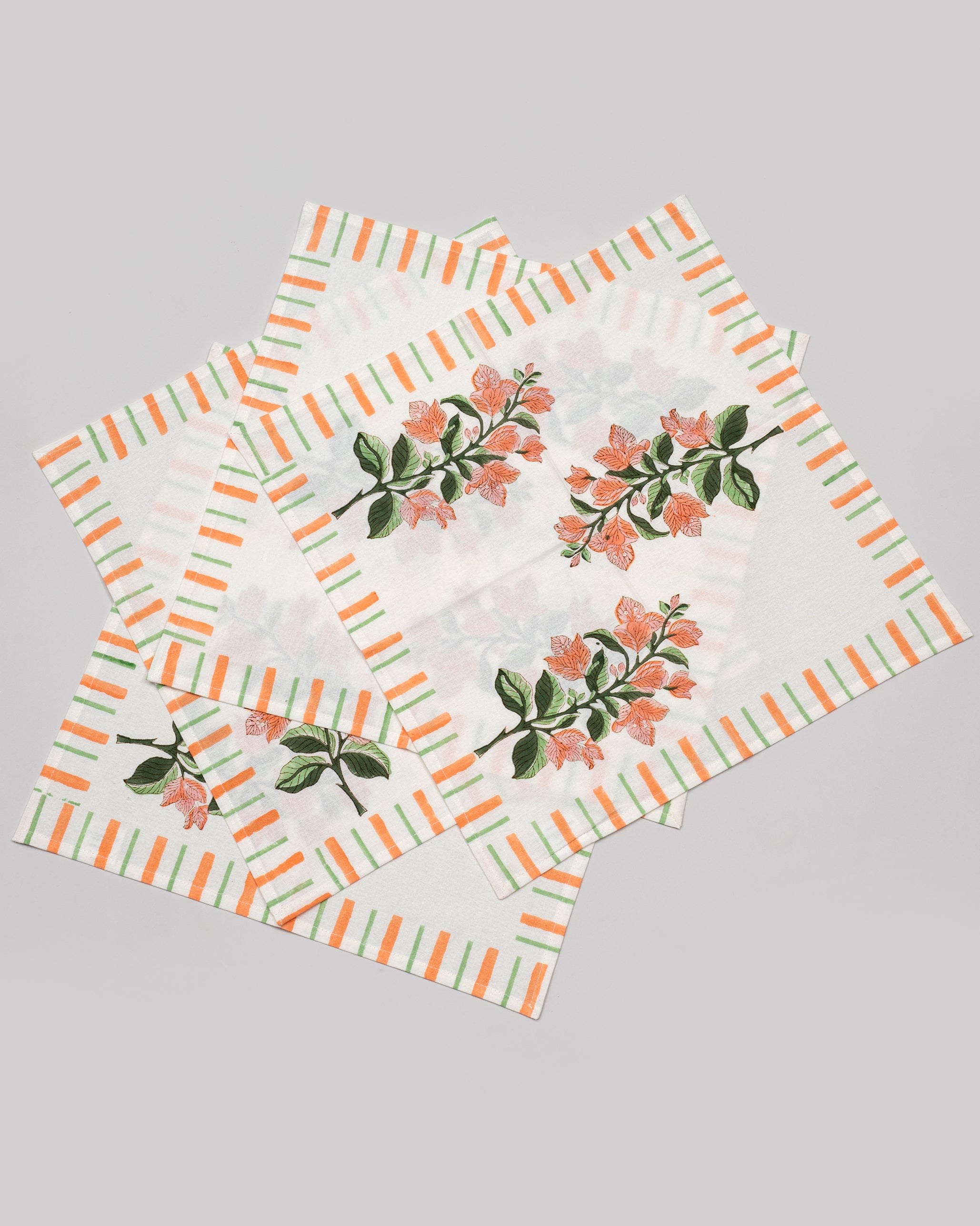 Bougainvillea Blooms Peach Table Mat & Napkin - Set of 6