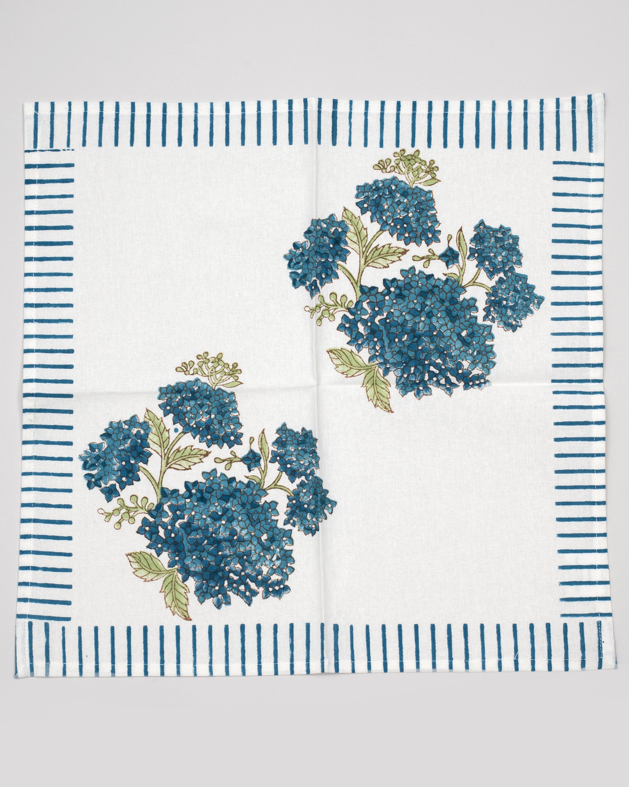 Whispering Hydrangea Classic Blue Table Mat & Napkin - Set of 6