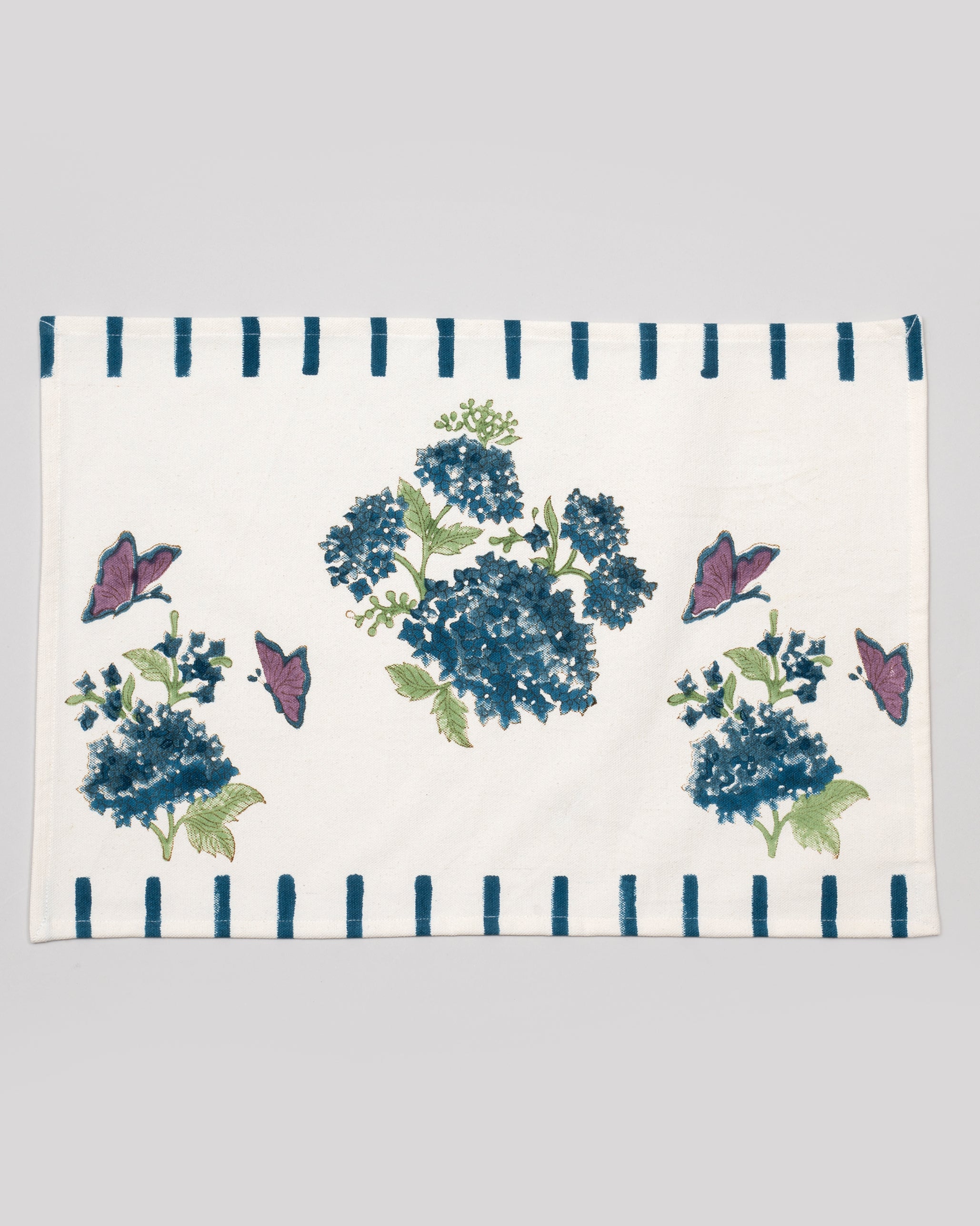 Whispering Hydrangea Classic Blue Table Mat & Napkin - Set of 6