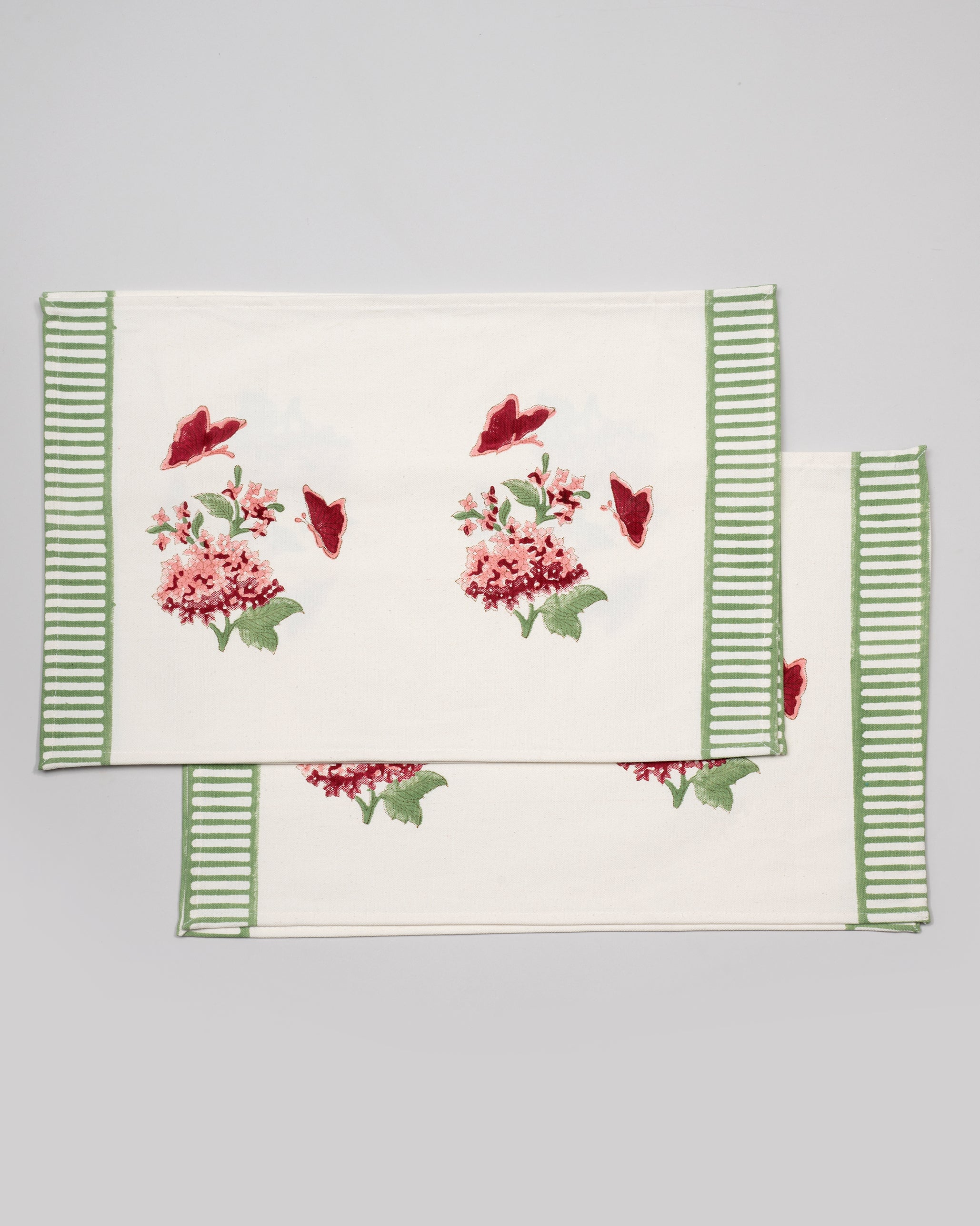 Whispering Hydrangea Classic Pink Table Mat & Napkin - Set of 6