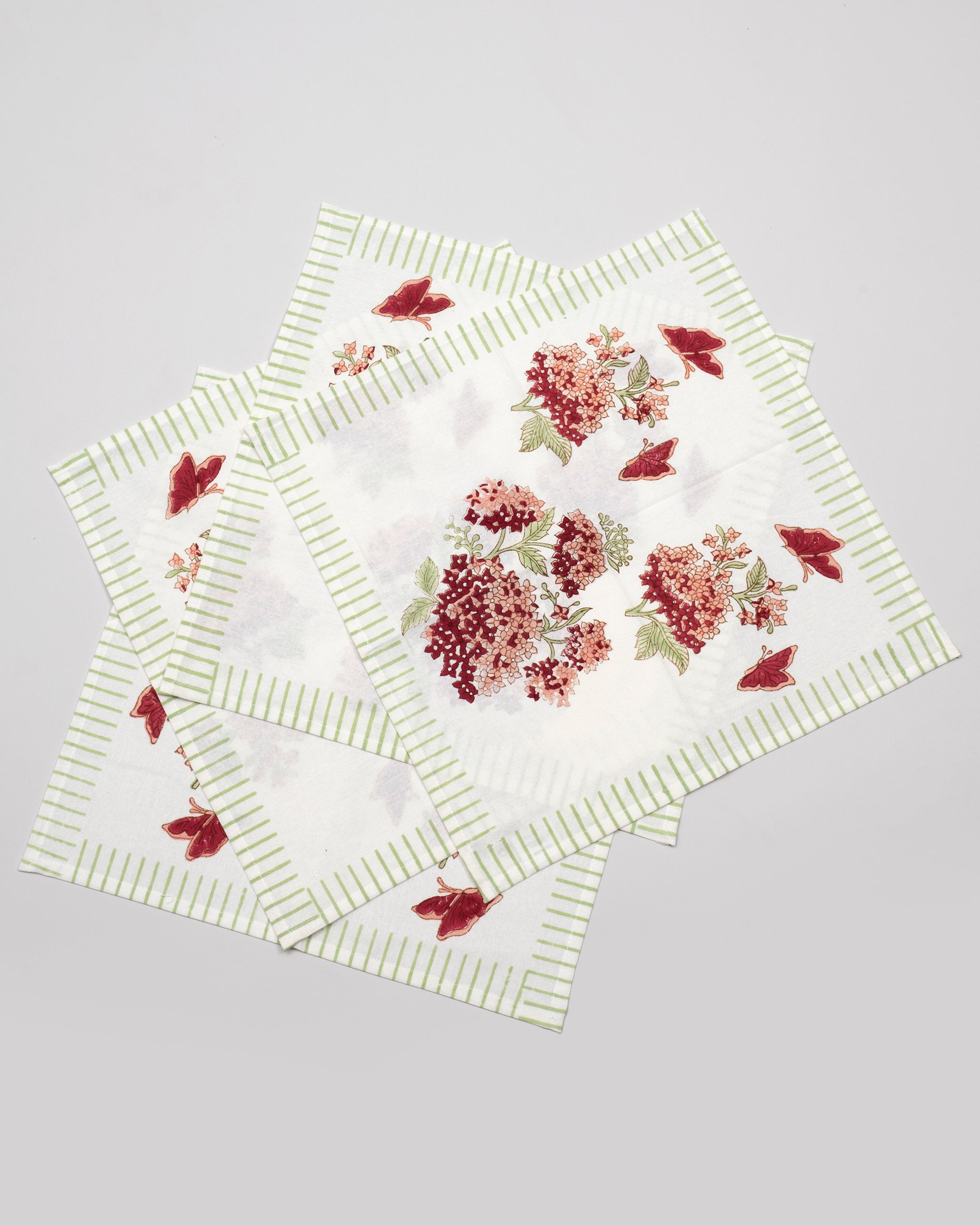 Whispering Hydrangea Classic Pink Table Mat & Napkin - Set of 6